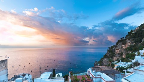 Framed Sunset in Positano, Amalfi Coast, Italy Print