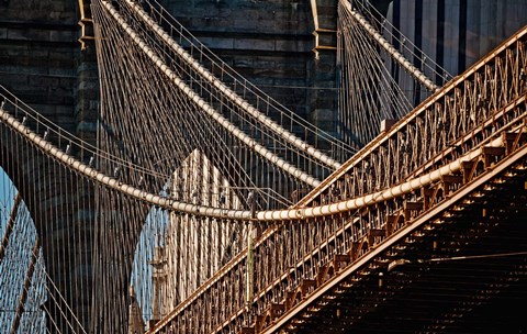 Framed Close-up of the Brooklyn Bridge, New York City, New York State Print