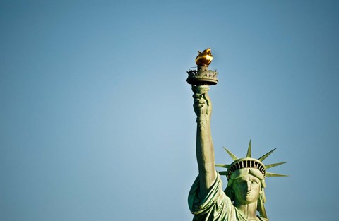 Framed Low angle view of the Statue Of Liberty, Liberty Island, New York City, New York State, USA Print