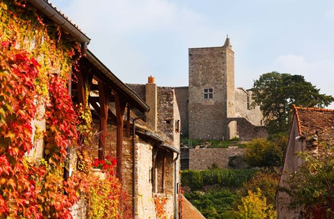 Framed Castle on a hill, Brancion, Maconnais, Saone-et-Loire, Burgundy, France Print