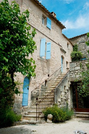 Framed Staircase of an old house, Lacoste, Vaucluse, Provence-Alpes-Cote d&#39;Azur, France Print