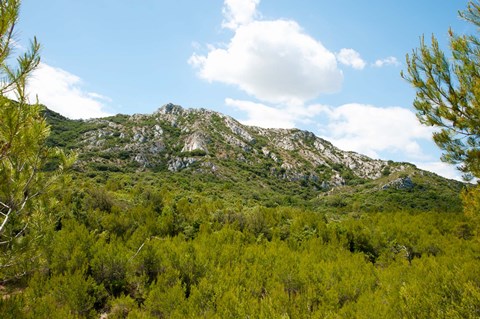 Framed Low angle view of mountains, Alpilles, D25, Eyguieres, Bouches-Du-Rhone, Provence-Alpes-Cote d&#39;Azur, France Print