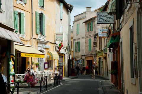 Framed Buildings along a street, Rue Porte de Laure, Arles, Bouches-Du-Rhone, Provence-Alpes-Cote d&#39;Azur, France Print