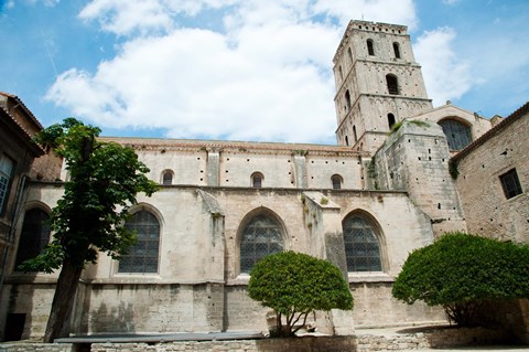 Framed Low angle view of a bell tower, Church Of St. Trophime, Arles, Bouches-Du-Rhone, Provence-Alpes-Cote d&#39;Azur, France Print