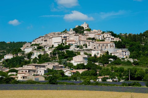 Framed Town on a hill, D51, Sault, Vaucluse, Provence-Alpes-Cote d&#39;Azur, France Print