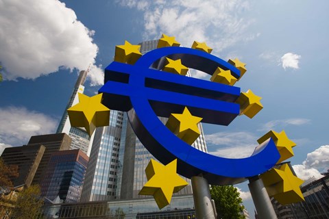 Framed Euro Sign, Frankfurt, Germany (horizontal) Print