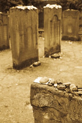 Framed Gravestone at Old Jewish Cemetery, Frankfurt, Hesse, Germany Print