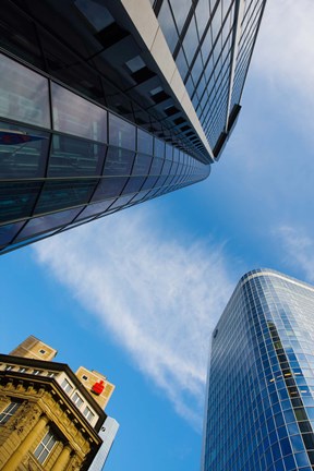 Framed Low angle view of skyscrapers, Frankfurt, Hesse, Germany Print