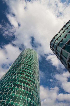 Framed Low angle view of a tower, Westhafen Tower, Frankfurt, Hesse, Germany Print