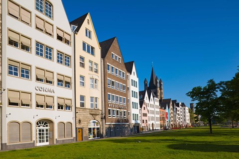 Framed Buildings along Frankenwerft Embankment, Cologne, North Rhine Westphalia, Germany Print