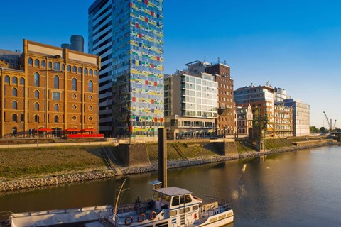 Framed Buildings at the waterfront, Medienhafen, Dusseldorf, North Rhine Westphalia, Germany Print