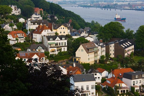Framed Houses in a town, Blankenese, Hamburg, Germany Print
