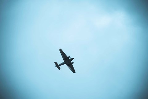 Framed Junkers Ju 52 Aircraft flying in Blue Sky, Leipzig, Saxony, Germany Print
