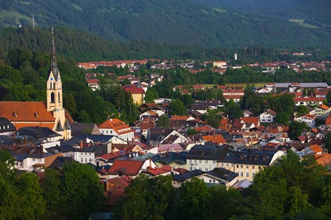 Framed High angle view of buildings in a town, Bad Tolz, Bavaria, Germany Print