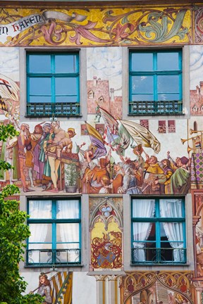 Framed Old town painted building, Konstanz, Lake Constance, Baden-Wurttemberg, Germany Print