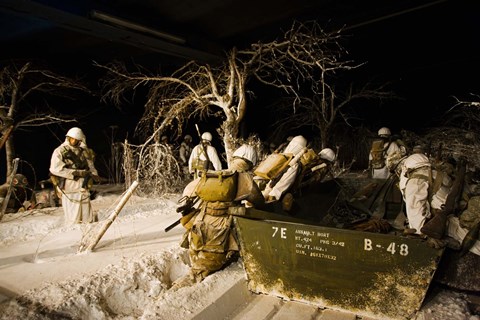 Framed Exhibits showing the area during the Battle of the Bulge in WW2, National Museum of Military History, Diekirch, Luxembourg Print