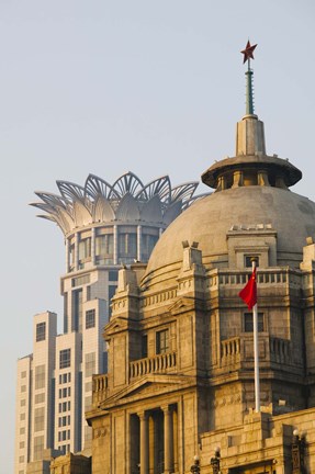 Framed Buildings in The Bund at dawn, Shanghai, China Print