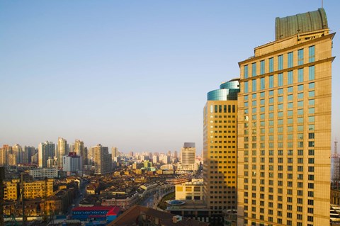 Framed High angle view of Hongkou District, Shanghai, China Print