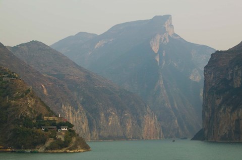 Framed Mountains at the riverside, Yangtze River, Chongqing Province, China Print
