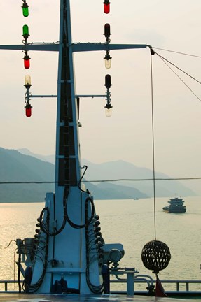 Framed River Traffic on the Yangzi River northeast of Fengdu Town, Chongqing, China Print