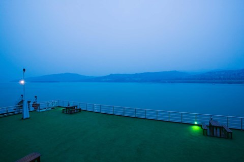 Framed Deck of the Yangtze River Cruise Ship at dawn, Yangtze River, Fengdu, Chongqing Province, China Print