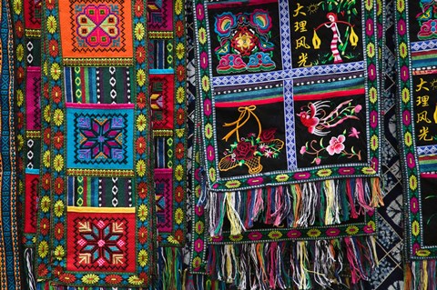 Framed Fabrics for Sale, Dali, Yunnan Province, China Print