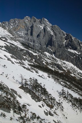Framed Panoramic view of a mountain range, Jade Dragon Snow Mountain, Lijiang, Yunnan Province, China Print