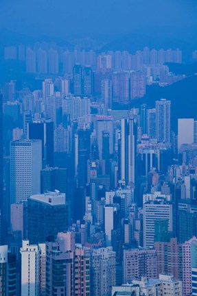 Framed High angle view of buildings in a downtown district, Central District, Hong Kong Island, Hong Kong Print