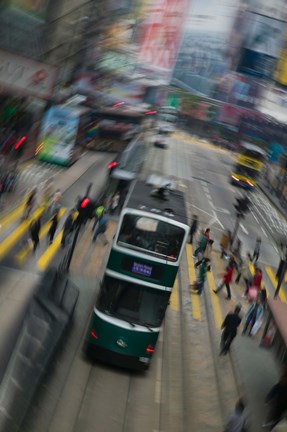 Framed Trams on a road, Hennessy Road, Wan Chai, Wan Chai District, Hong Kong Print