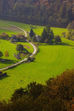 Framed Frahan Village Farmhouset, Semois, Ardennes, Belgium Print