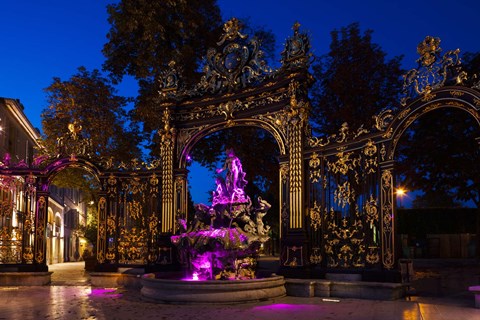 Framed Fountain at a square, Place Stanislas, Nancy, Meurthe-et-Moselle, Lorraine, France Print
