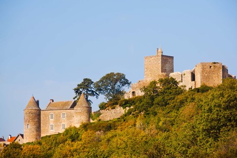 Framed Low angle view of a castle on a hill, Brancion, Maconnais, Saone-et-Loire, Burgundy, France Print