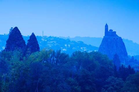 Framed Saint Michel d'Aiguilhe Chapel at Dawn, Aiguilhe, Le Puy-en-Velay, Haute-Loire, Auvergne, France Print