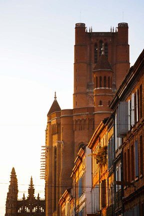 Framed Low angle view of old town buildings, Albi, Tarn, Midi-Pyrenees, France Print