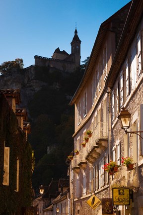 Framed Buildings in a town, Rocamadour, Lot, Midi-Pyrenees, France Print