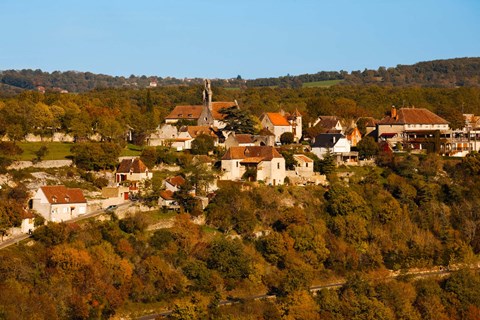 Framed Overview of L'Hospitalet village, Rocamadour, Lot, Midi-Pyrenees, France Print