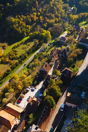Framed Lower town overview from the ramparts, Rocamadour, Lot, Midi-Pyrenees, France Print