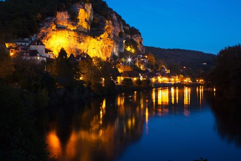 Framed Dordogne River, La Roque-Gageac, Dordogne, Aquitaine, France Print