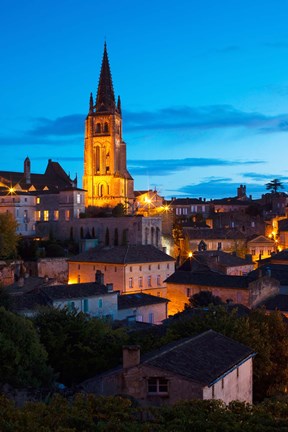 Framed Eglise Monolithe Church at Dawn, Saint-Emilion, Gironde, Aquitaine, France Print