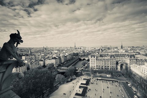 Framed City viewed from the Notre Dame Cathedral, Paris, Ile-de-France, France Print