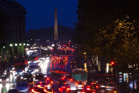 Framed Rue Royale at Night, Paris, Ile-de-France, France Print