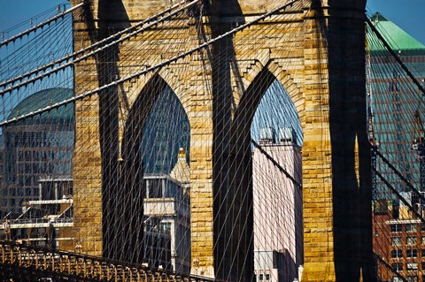 Framed Close-up One of the Brooklyn Bridge Towers, New York Print