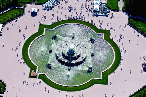 Framed Aerial view of the Buckingham Fountain at Grant Park, Chicago, Cook County, Illinois, USA Print