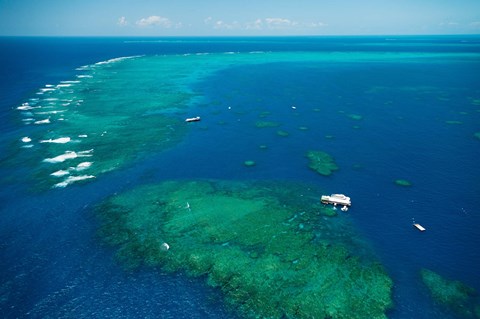 Framed Aerial View of Great Barrier Reef, Queensland, Australia Print