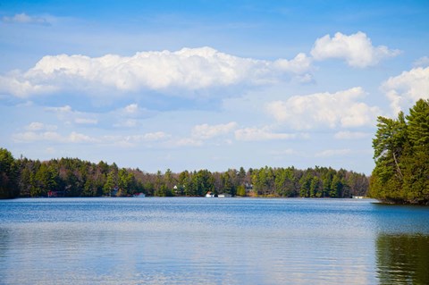 Framed Cottages at the waterfront, Port Carling, Muskoka Lakes, Ontario, Canada Print