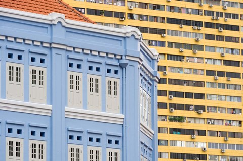 Framed Restored Building in Chinatown, Singapore Print