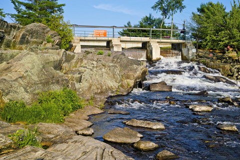 Framed Water falling through dam, Moon River Dam, Moon River, Bala, Ontario, Canada Print