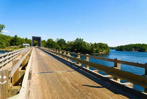Framed Bridge over a lake, Parry Sound, Ontario, Canada Print