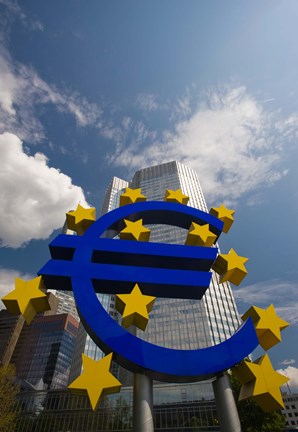 Framed Euro Sign, Frankfurt, Germany (vertical) Print