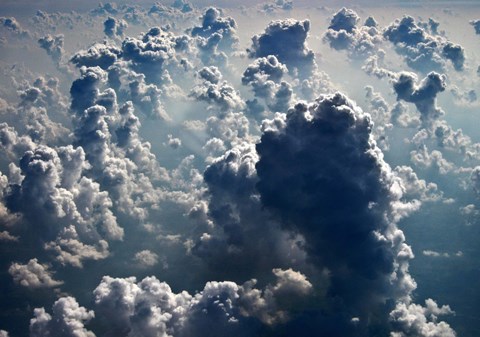Framed Aerial view of the cloud formations Print